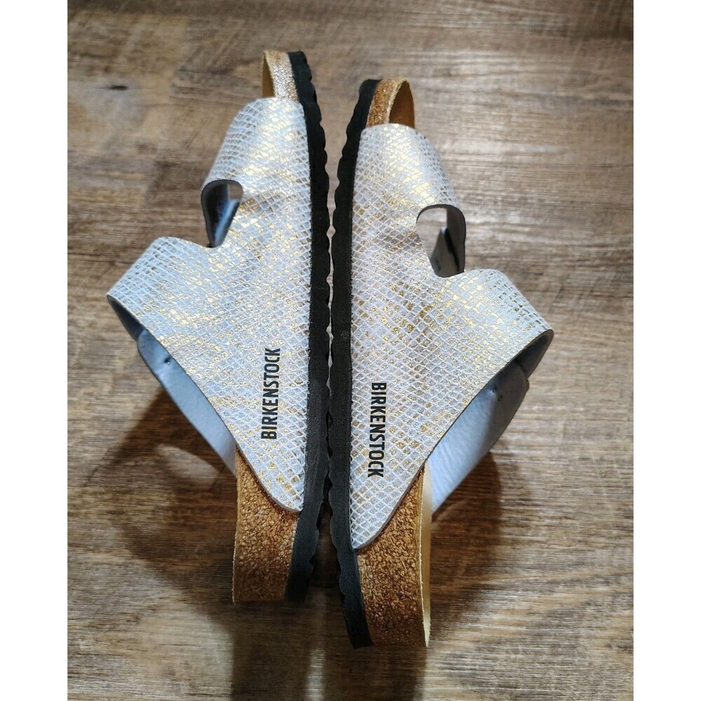 Birkenstock Arizona Sandals 41 EU / 10 US Blue Shiny Python Two Strap Slides - Picture 7 of 11